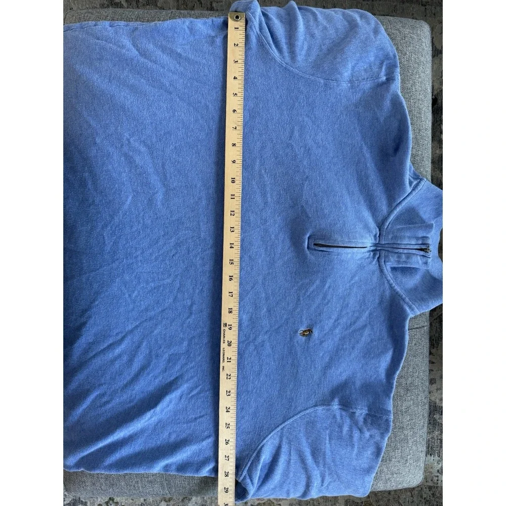 POLO Ralph‎ Lauren Estate Rib 1/4 Zip Pullover Mens L Blue Pony Sweater